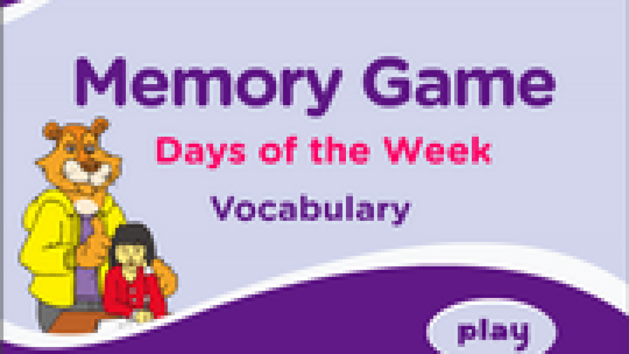 Days Of The Week Vocabulary Esl Memory Game Monday Tuesday