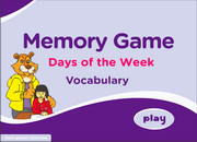 Days Of The Week Vocabulary Esl Memory Game Monday Tuesday Wednesday Thursday